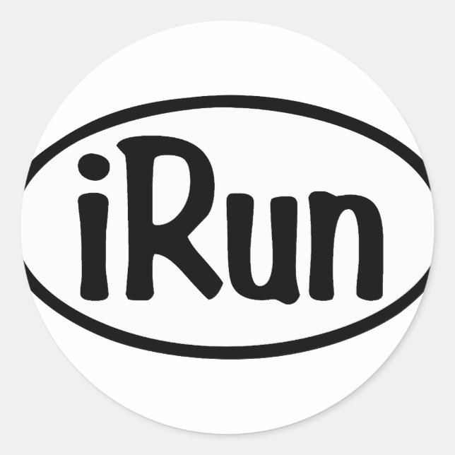 iRun Oval Classic Round Sticker (Front)