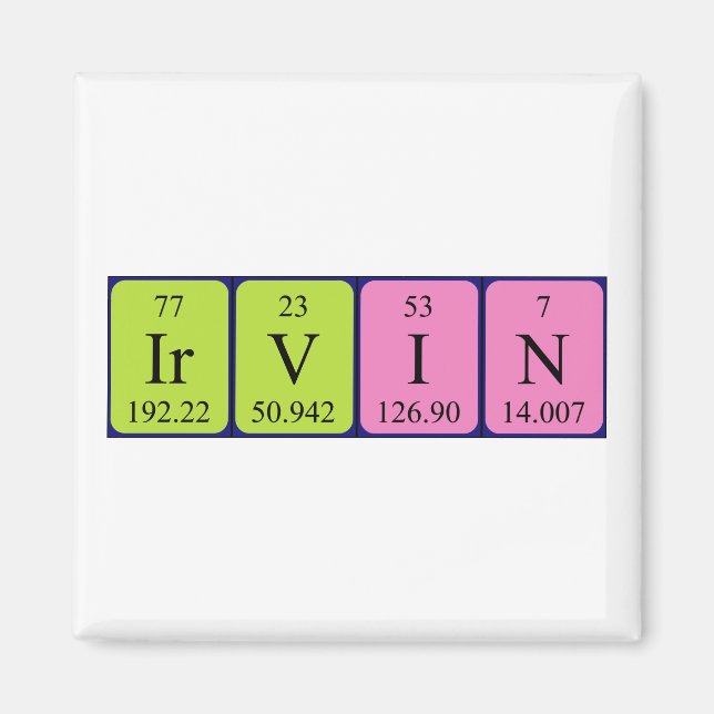 Irvin periodic table name magnet (Front)