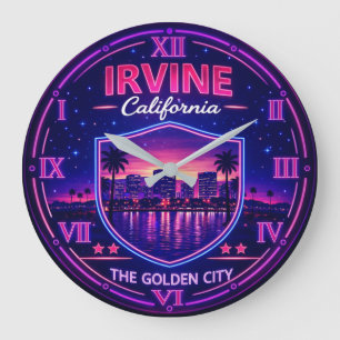 Irvine California Modern Skyline Large Clock