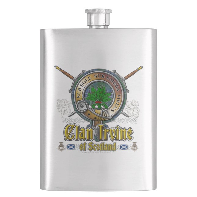 Irvine Clan Badge Hip Flask (Front)