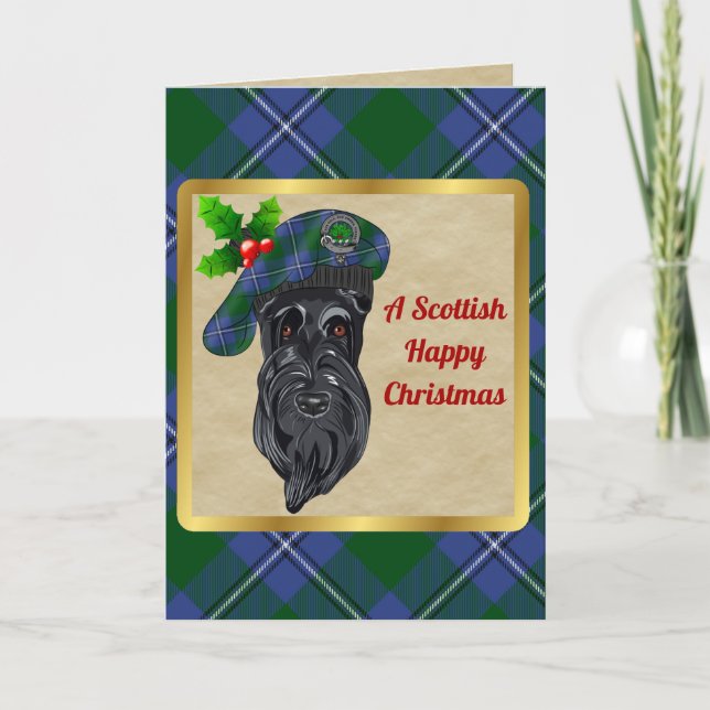 Irvine Clan Badge & Tartan Personalised Xmas Card (Front)