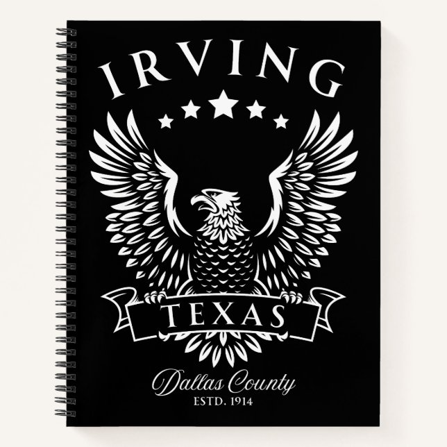 Irving Dallas County Texas Vintage Eagle Notebook (Front)