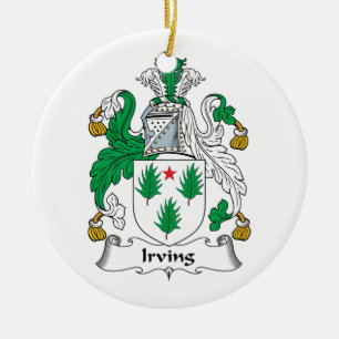 Irving Family Crest Ceramic Tree Decoration