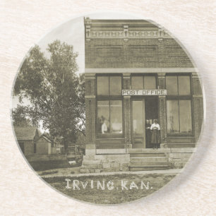 IRVING KANSAS POST OFFICE PHOTO MARSHALL COUNTY KS COASTER