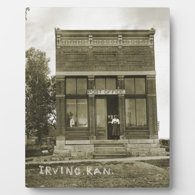 IRVING KANSAS POST OFFICE PHOTO MARSHALL COUNTY KS PLAQUE (Front)