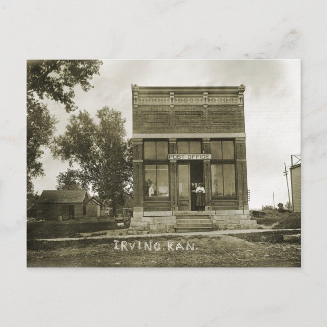 IRVING KANSAS POST OFFICE PHOTO MARSHALL COUNTY KS POSTCARD (Front)