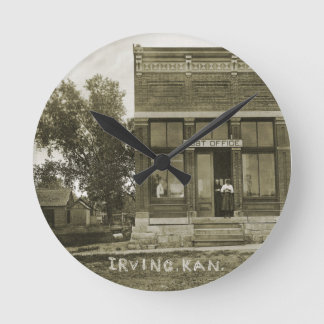 IRVING KANSAS POST OFFICE PHOTO MARSHALL COUNTY KS ROUND CLOCK