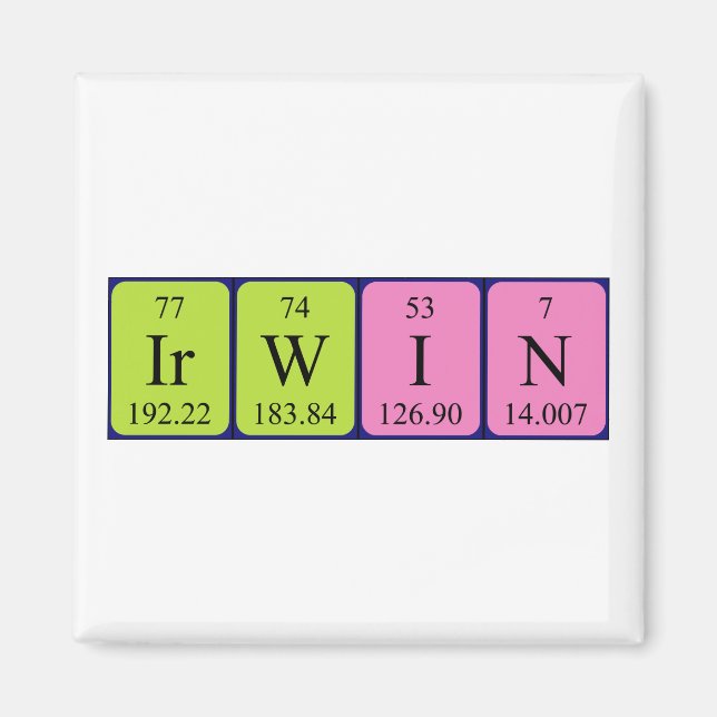 Irwin periodic table name magnet (Front)