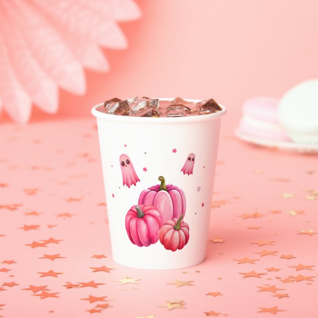 Is Almost Due Little Boo Halloween Baby Shower Paper Cups (Insitu)