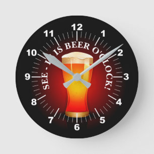 Is Beer O'Clock Time Drinking Beer Drinker Funny  Round Clock