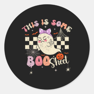 Is Boo Sheet Cute Ghost Retro Halloween Costume Wo Classic Round Sticker