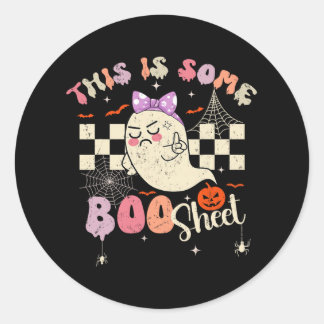 Is Boo Sheet Cute Ghost Retro Halloween Costume Wo Classic Round Sticker