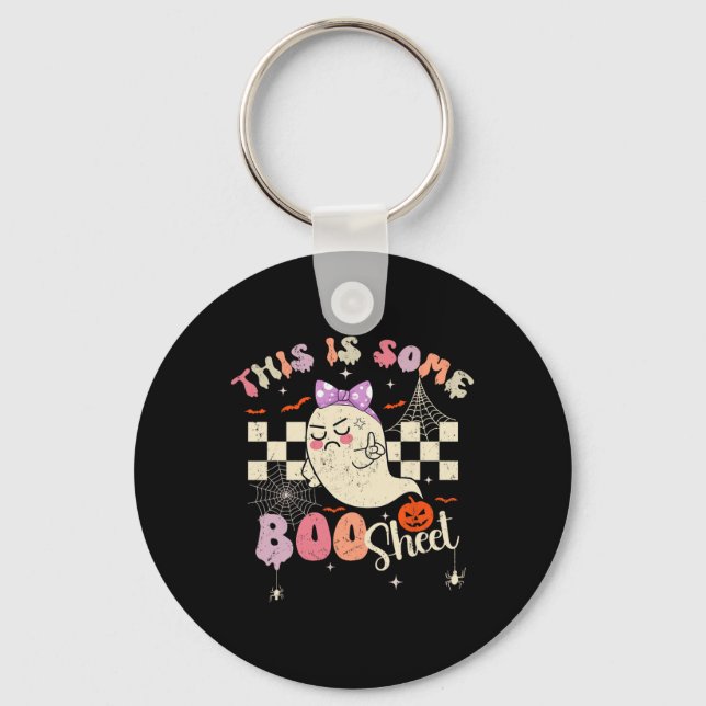 Is Boo Sheet Cute Ghost Retro Halloween Costume Wo Key Ring (Front)