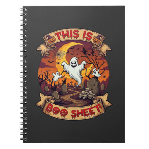 Is Boo Sheet Halloween Ghost Cemetery Pumpkins_1 Notebook