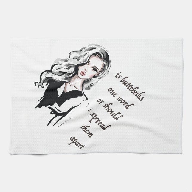 Is Buttcheeks one word Tea Towel (Horizontal)