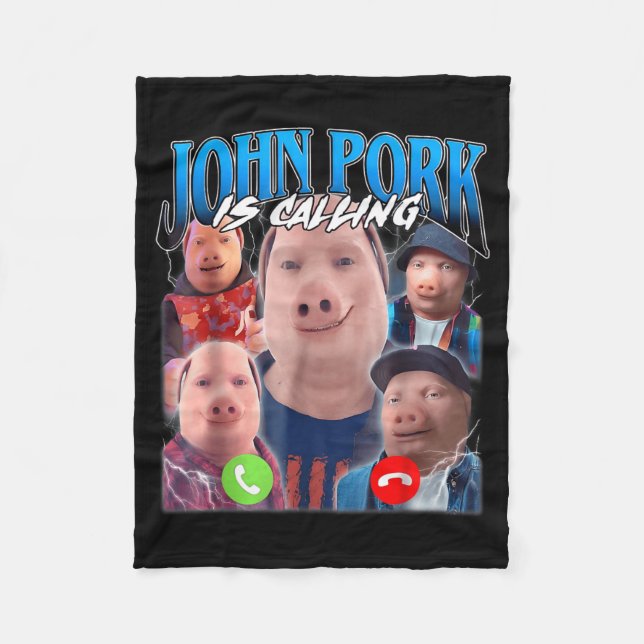 Is Calling Meme Brainrot Fleece Blanket (Front)