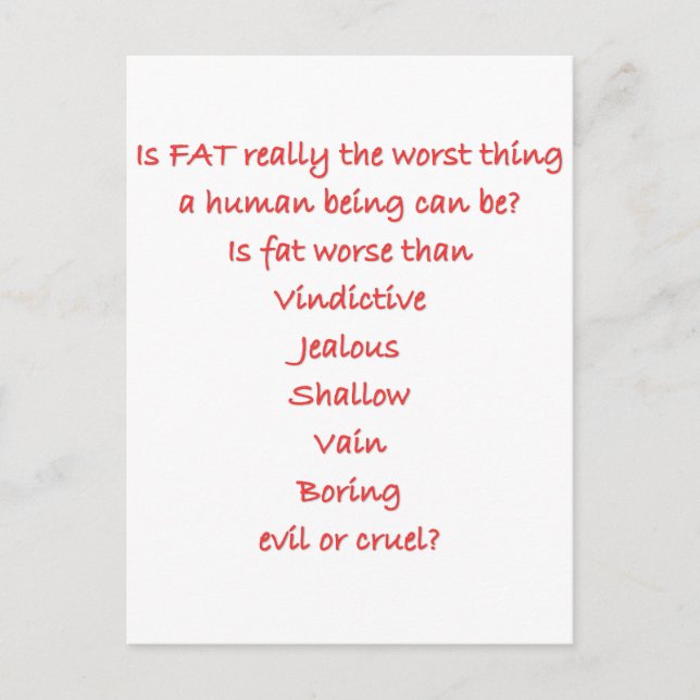 Is FAT really the worst thing Postcard (Front)