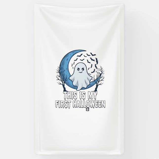 Is First Halloween Ghost Crescent Moon Bats_1 Banner (Vertical)