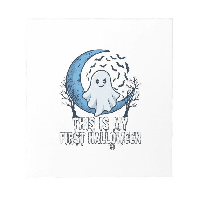 Is First Halloween Ghost Crescent Moon Bats_1 Notepad (Front)