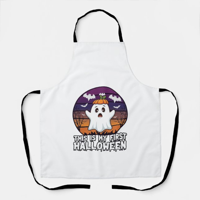 Is First Halloween Ghost Pumpkin Hat Bats_1 Apron (Front)