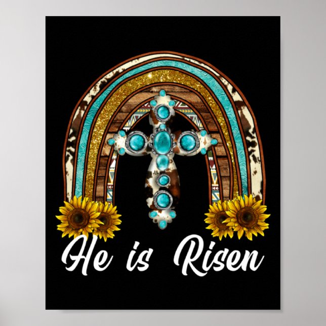 Is He Risen Leopard Sunflower Cross Poster (Front)