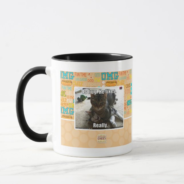 Is hug. He likes. Mug (Left)