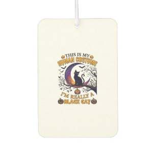 Is Human Costume Black Cat Halloween Moon_1 Car Air Freshener