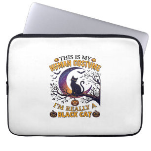 Is Human Costume Black Cat Halloween Moon_1 Laptop Sleeve
