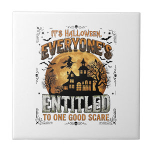 Is Human Costume French Bulldog Pumpkin Halloween_ Ceramic Tile