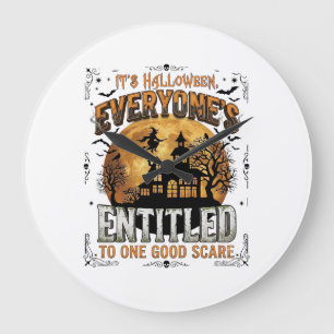 Is Human Costume French Bulldog Pumpkin Halloween_ Large Clock
