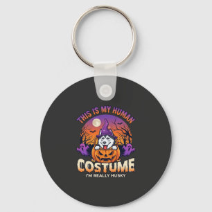 Is Human Costume Husky Pumpkin Halloween Ghosts_1 Key Ring