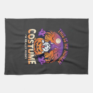 Is Human Costume Husky Pumpkin Halloween Ghosts_1 Tea Towel