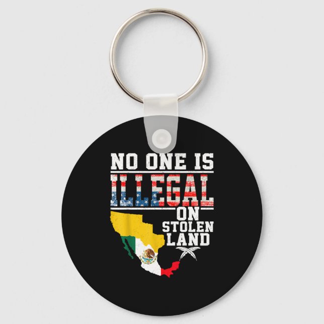 Is Illegal On Stolen Land Native Americans  Key Ring (Front)