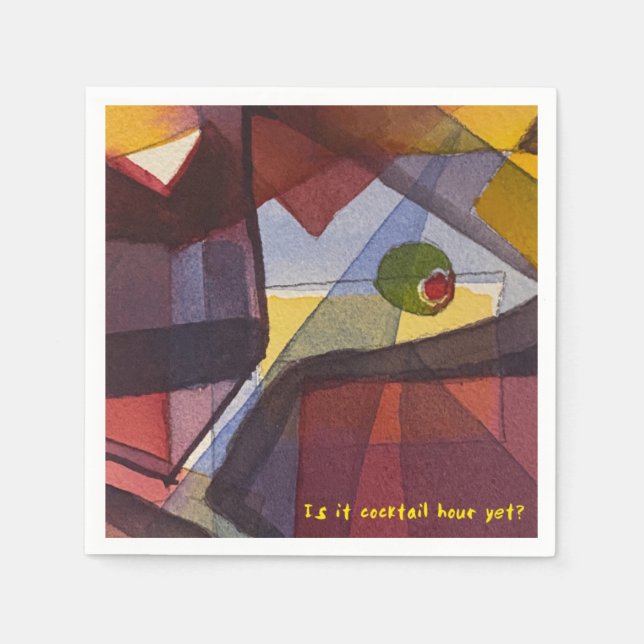 Is it Cocktail Hour Yet? Cocktail Napkin (Front)
