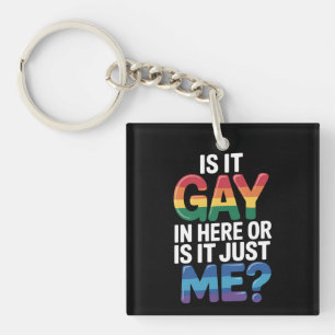 Is It Gay In Here Or Is It Just Me Funny LGBTQ Key Ring