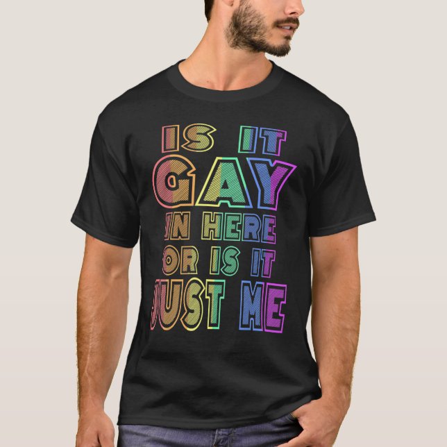 is it gay in here or is it just me rainbow T-Shirt (Front)