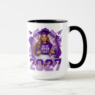 Is it Over Yet Funny 2027 Purple Graduation Mug