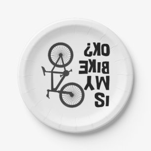 Is My Bike OK Funny Mountain Bike Paper Plate