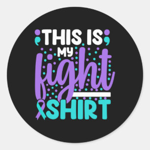 Is My Suicide Prevention Awareness Teal Purple Rib Classic Round Sticker