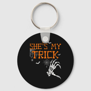 Is My Trick Hes Is My Treat Halloween Couple Skele Key Ring