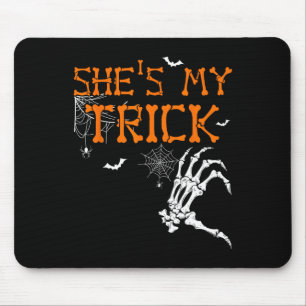 Is My Trick Hes Is My Treat Halloween Couple Skele Mouse Pad