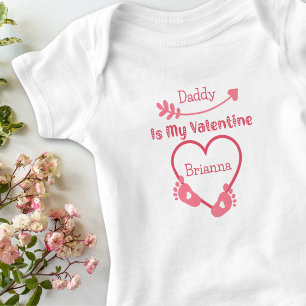 Is My Valentine Cute Pink Girl Baby Bodysuit