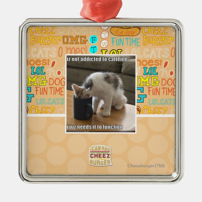 Is not addicted to caffeine metal ornament (Front)