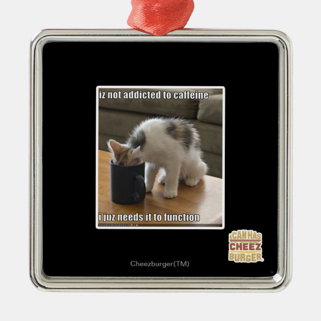 Is not addicted to caffeine metal tree decoration (Front)