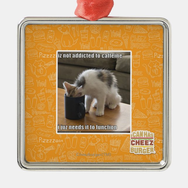 Is not addicted to caffeine metal tree decoration (Front)