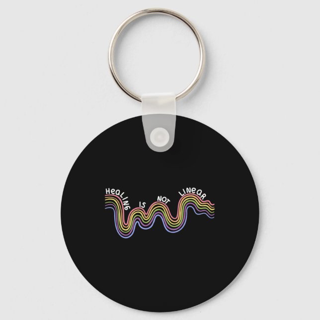 Is Not Linear Mental Health Awareness Rainbow  Key Ring (Front)