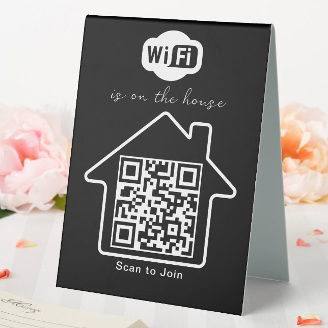Is On The House | Modern Minimalist WiFi QR Code (In SItu (Wedding))
