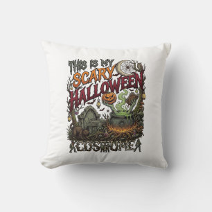 Is Scary Halloween Costume Cauldron Pumpkin Cat_1 Cushion