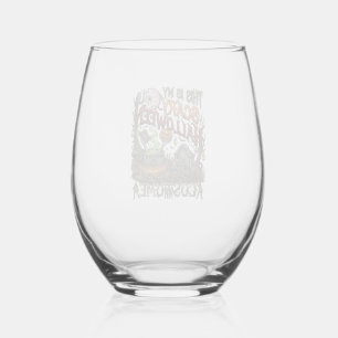 Is Scary Halloween Costume Cauldron Pumpkin Cat_1 Stemless Wine Glass