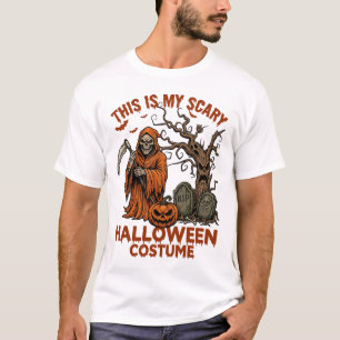 Is Scary Halloween Costume Orange Reaper Pumpkin_1 T-Shirt